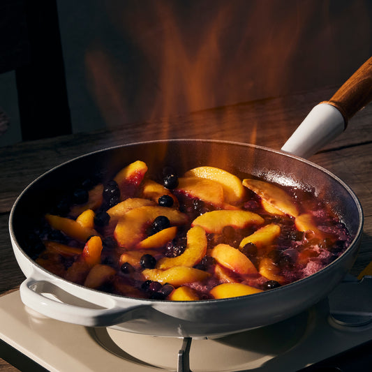 Cast Iron 10.25-inch White Fry Pan with Wood Handle