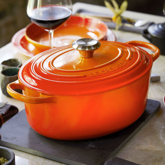Signature Cast Iron 6.75-quart Flame Oval Dutch Oven