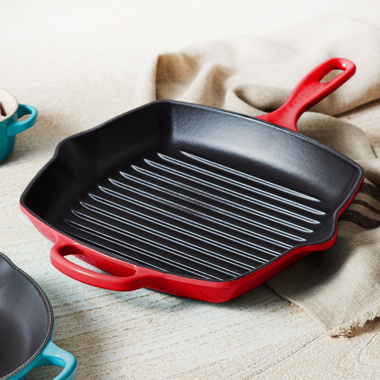 Signature Cast Iron 10.25-inch Cerise Square Grill Pan