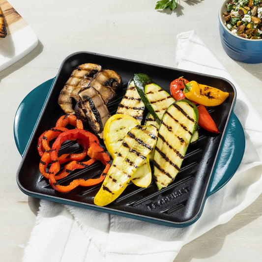 Cast Iron 9.5-inch Deep Teal Square Grill Pan