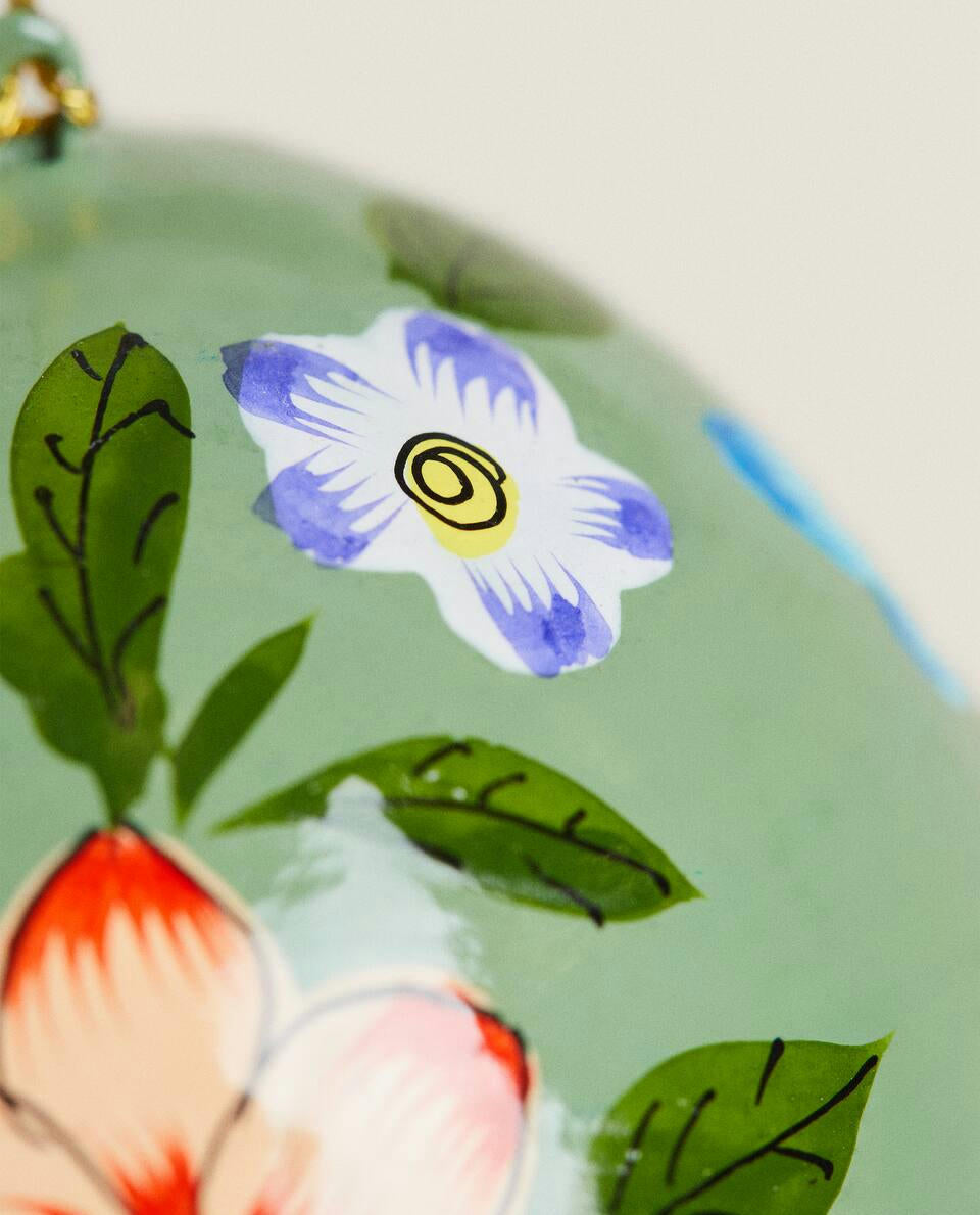 PAINTED CHRISTMAS PAPER BAUBLE DECORATION