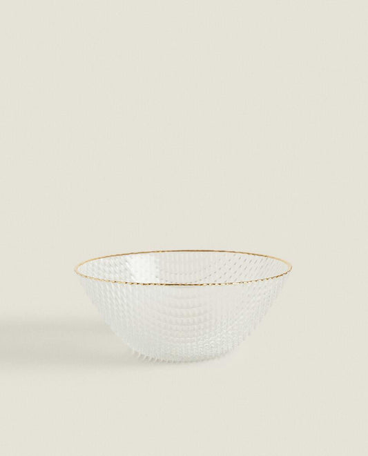 GLASS BOWL WITH RAISED DETAIL