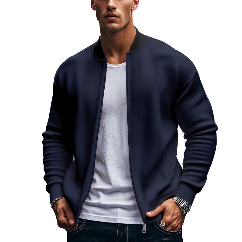 Lässige Baseballjacke mit Revers und Reißverschluss für Herren