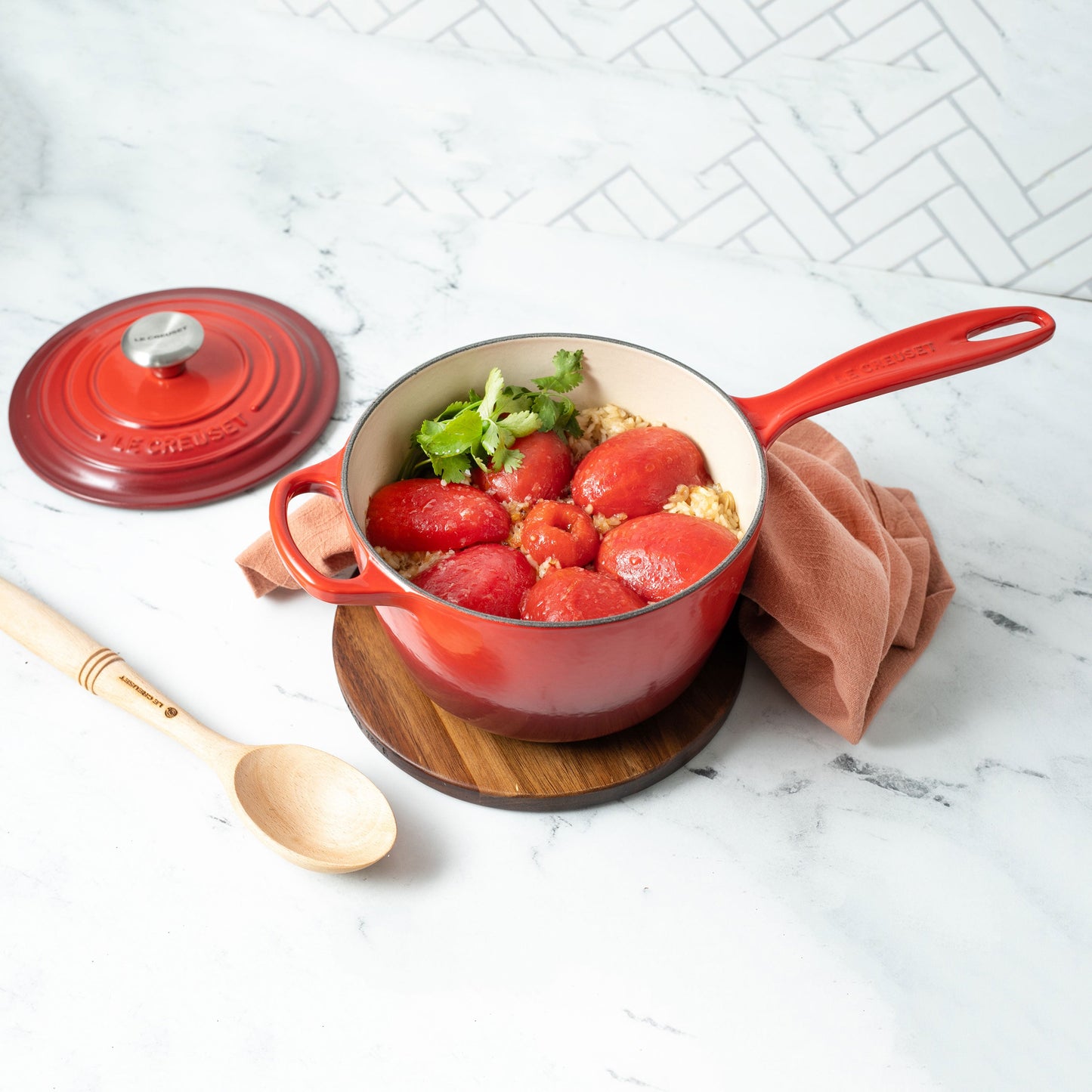 Signature Cast Iron 1.75-quart Cerise Saucepan