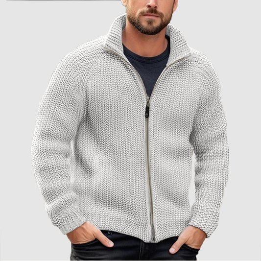 AUSVERKAUF Herren Strickjacke Solid Zipper Rollkragen Dicker Strick Wollpullover Mantel