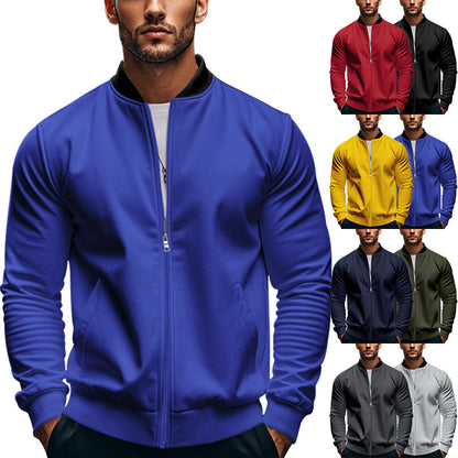 Lässige Baseballjacke mit Revers und Reißverschluss für Herren 