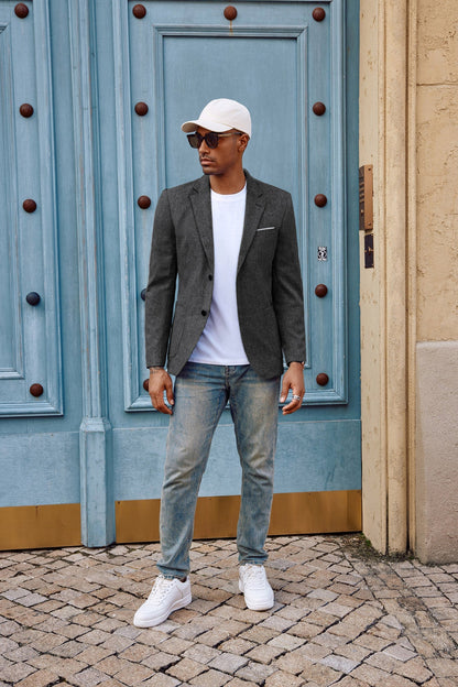 Blazer de sport décontracté pour homme, veste d'affaires légère à deux boutons 