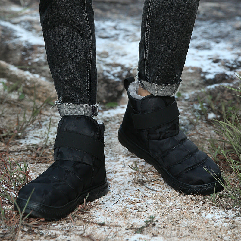 (Zeitlich begrenztes 70% Rabatt-Event) Herren Winter 2024 Neue warme wasserdichte rutschfeste durchstichfeste Slip-On-Schneestiefel mit Klettverschluss Knöchelstütze Orthopädische Baumwollschuhe mit breiter Zehen- und Fußgewölbestütze 