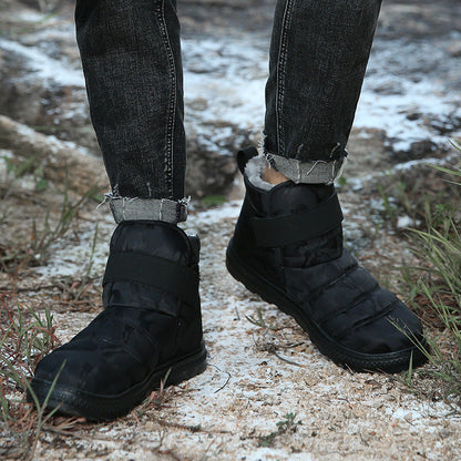 (Zeitlich begrenztes 70% Rabatt-Event) Herren Winter 2024 Neue warme wasserdichte rutschfeste durchstichfeste Slip-On-Schneestiefel mit Klettverschluss Knöchelstütze Orthopädische Baumwollschuhe mit breiter Zehen- und Fußgewölbestütze 