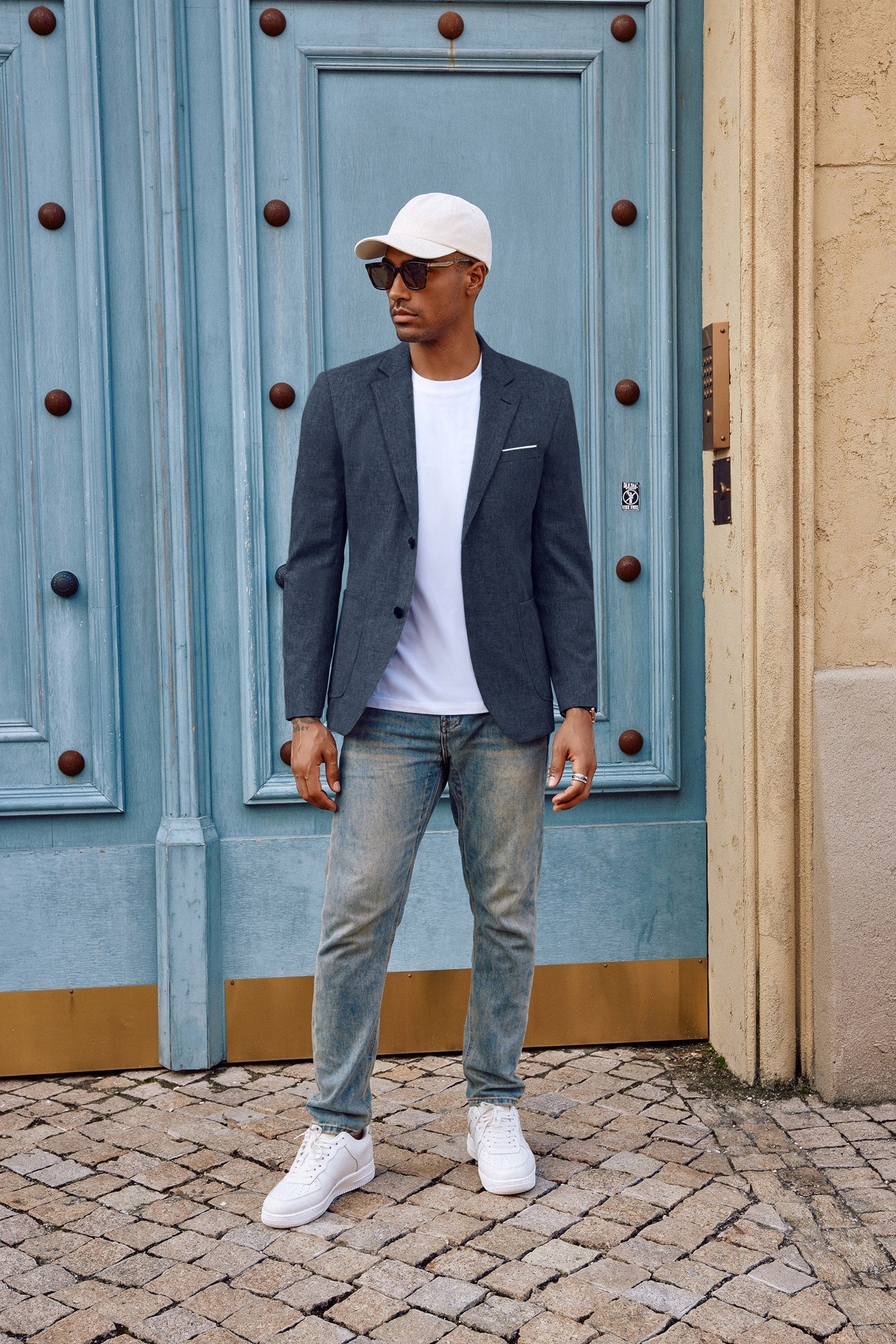 Blazer de sport décontracté pour homme, veste d'affaires légère à deux boutons 