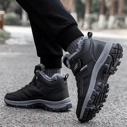 (Begrenzte Zeit 49 % Aktionsrabatt) Warme orthopädische Winter-Wanderstiefel für Herren, wasserdicht, rutschfest, breite Zehenpartie, Fußgewölbeunterstützung 