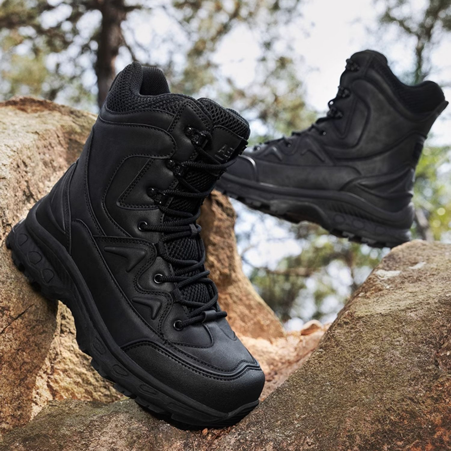(Zeitlich begrenzter Rabatt 49 % Rabatt) Wasserdichte taktische Stiefel mit Knöchelstütze für Herren, Militärstiefel mit Durchtrittschutz und breiter Zehenbox, Wanderstiefel 