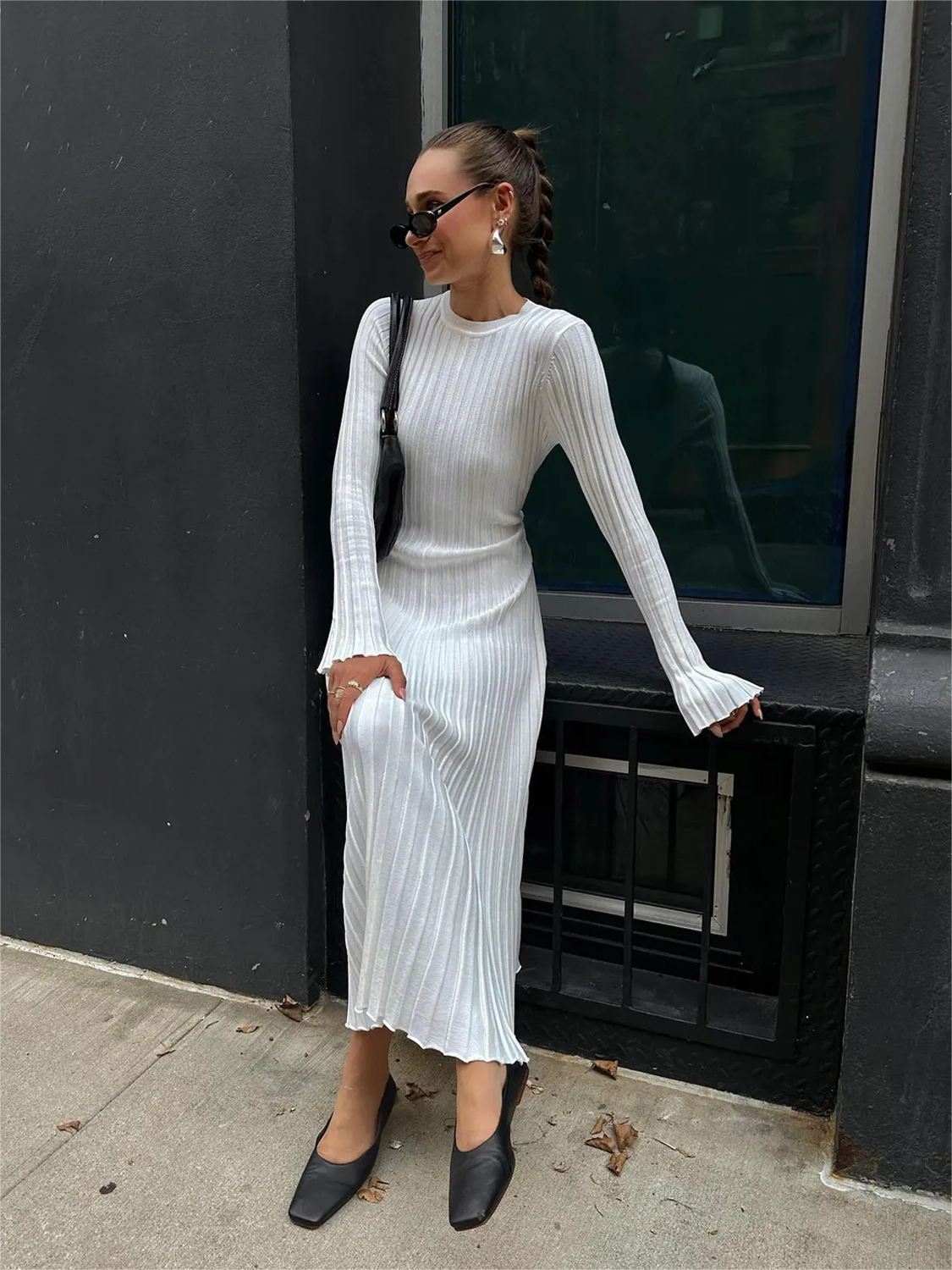 Fall New Sleeved Knit Midi Dress (Buy 2 Free Shipping)