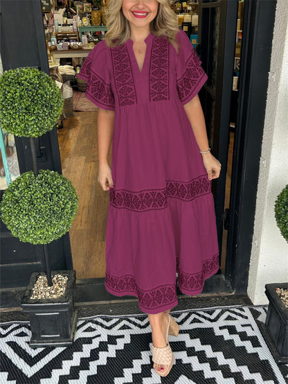 Boho-Maxikleid mit V-Ausschnitt für Damen (2 kaufen, kostenloser Versand)