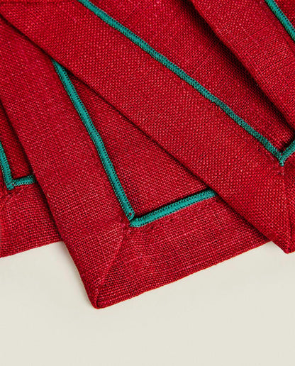 PACK OF LINEN CHRISTMAS COASTERS (PACK OF 2)