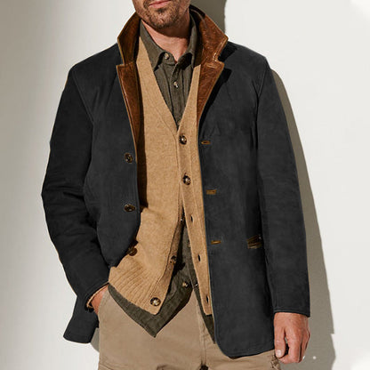 Herren Vintage Carlsbad Kalbslederblazer mit Merino-Shearling-Kragen 