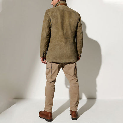 Herren Vintage Carlsbad Kalbslederblazer mit Merino-Shearling-Kragen 