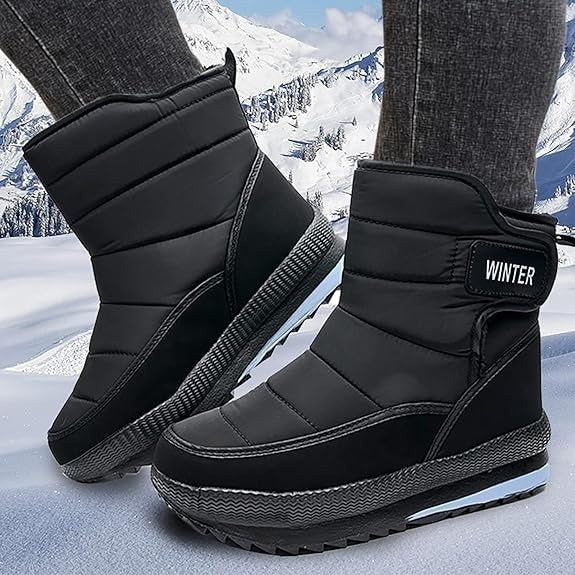 (Vente à durée limitée -70 %) Bottes de neige orthopédiques épaisses et chaudes pour hommes, à bout large, antidérapantes, imperméables, doublées de fourrure 