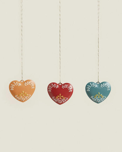 PACK OF METAL CHRISTMAS HEART DECORATION (PACK OF 6)