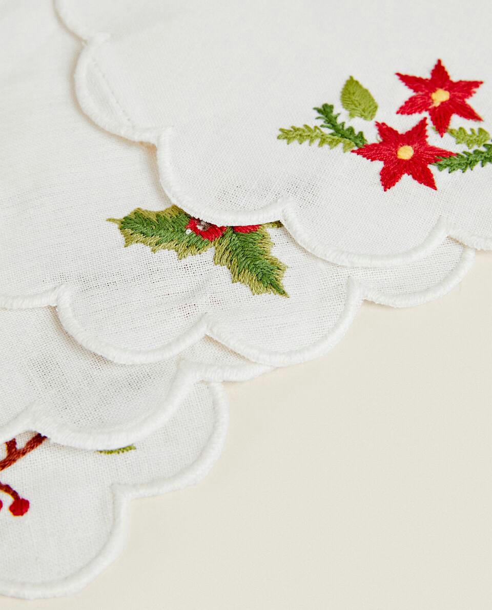 PACK OF EMBROIDERED CHRISTMAS COASTERS (PACK OF 4)