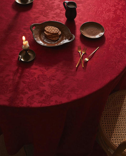 CHRISTMAS FLORAL JACQUARD TABLECLOTH