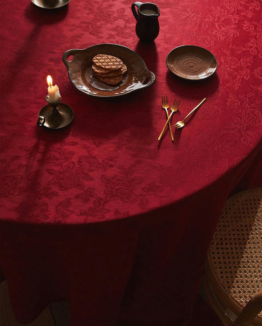 CHRISTMAS FLORAL JACQUARD TABLECLOTH