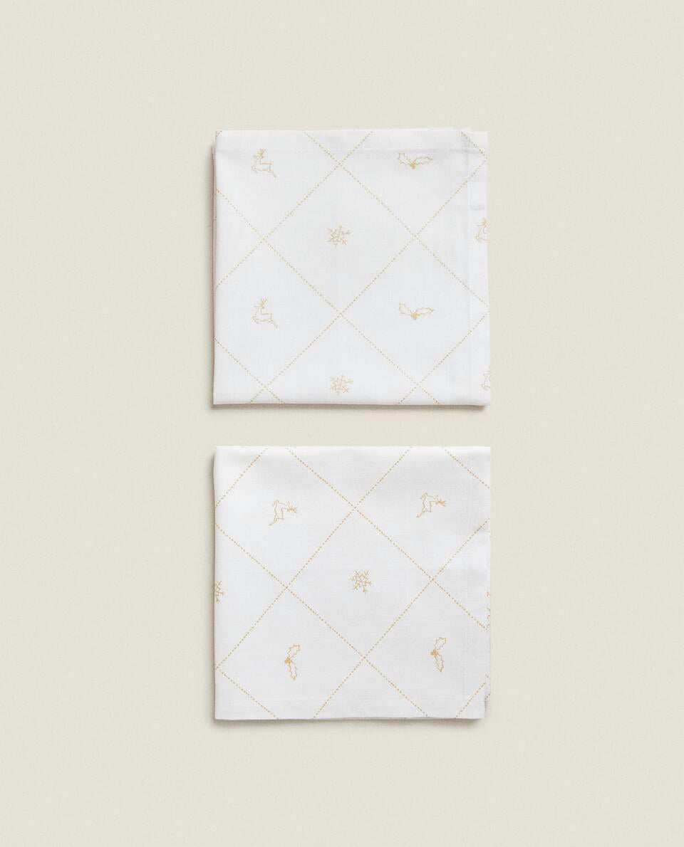 PACK OF CHRISTMAS SNOW COTTON NAPKINS (PACK OF 2)