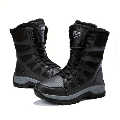 Herren-Schneestiefel mit mittlerer Wade, Thermo-Winterschuhe, winddichte Wanderstiefel mit flauschigem Futter 