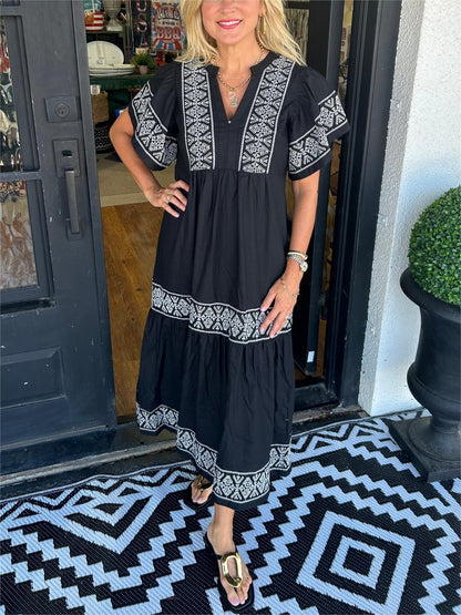 Boho-Maxikleid mit V-Ausschnitt für Damen (2 kaufen, kostenloser Versand)