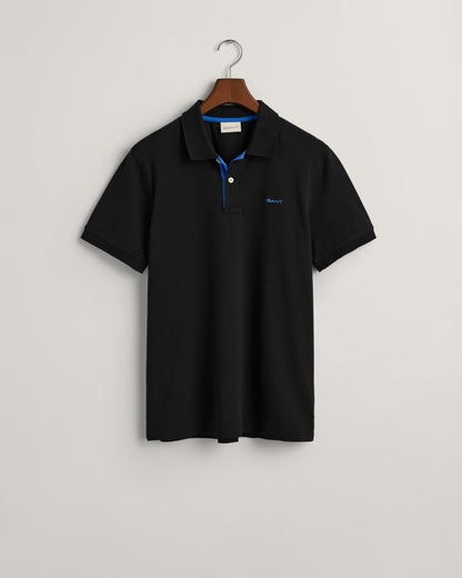 Men's Contrast Piqué Polo Shirt - BLACK