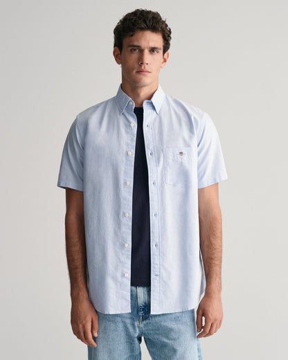 Men's Regular Fit Oxford Short Sleeve Shirt - LIGHT BLUE