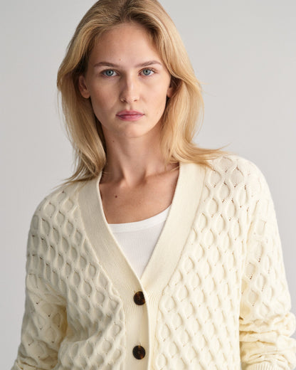 Women's Textured Knit Cardigan - CREAM