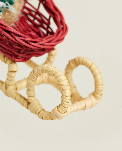 RATTAN CHRISTMAS SLEIGH DECORATION