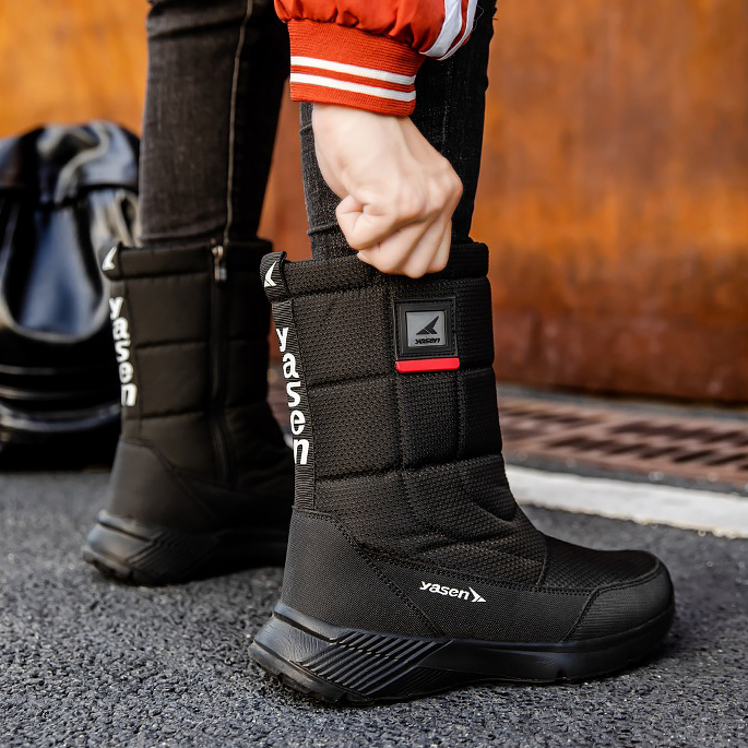 (Vente à durée limitée -49 % de réduction) Bottes de neige unisexes en cuir épais, doublées de fourrure, bottes mi-mollet chaudes, imperméables et antidérapantes (mise à niveau Warmth 2024) 