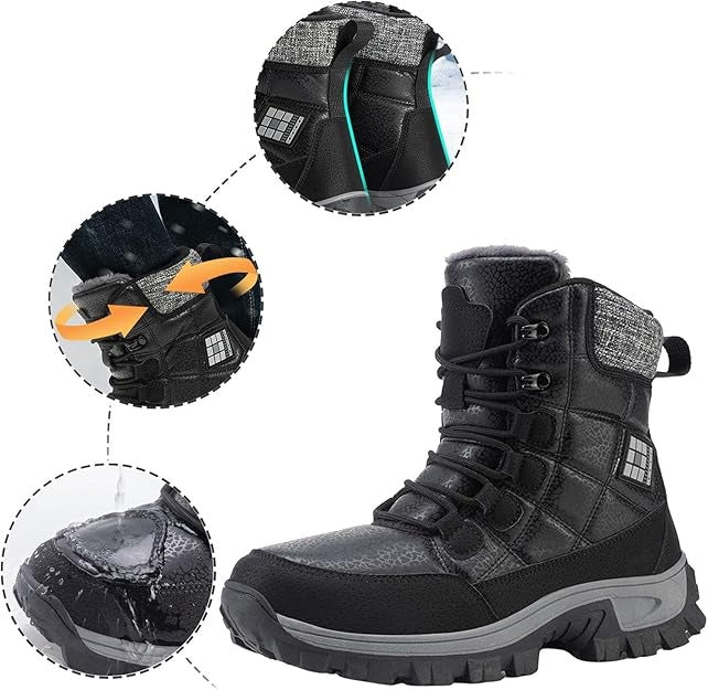 (⏰Zeitlich begrenzter Rabatt 49 %) Dicke, warme Schneestiefel für Herren, breite Zehenpartie, rutschfeste, pelzgefütterte Lederstiefel, wasserdichte Winter-Wanderstiefel 