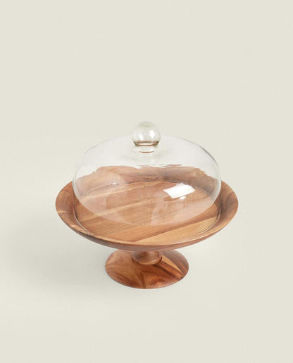 WOODEN CAKE DISH