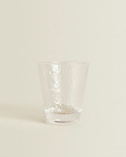 RAISED DESIGN GLASS TUMBLER