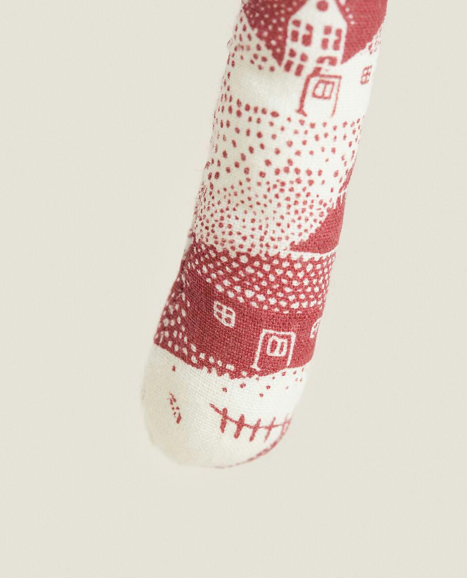 PACK OF PATCHWORK CANDY CANE CHRISTMAS DECORATIONS (PACK OF 3)