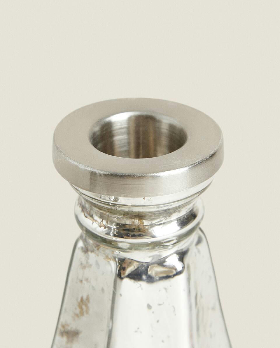 GEOMETRIC GLASS CHRISTMAS CANDLESTICK