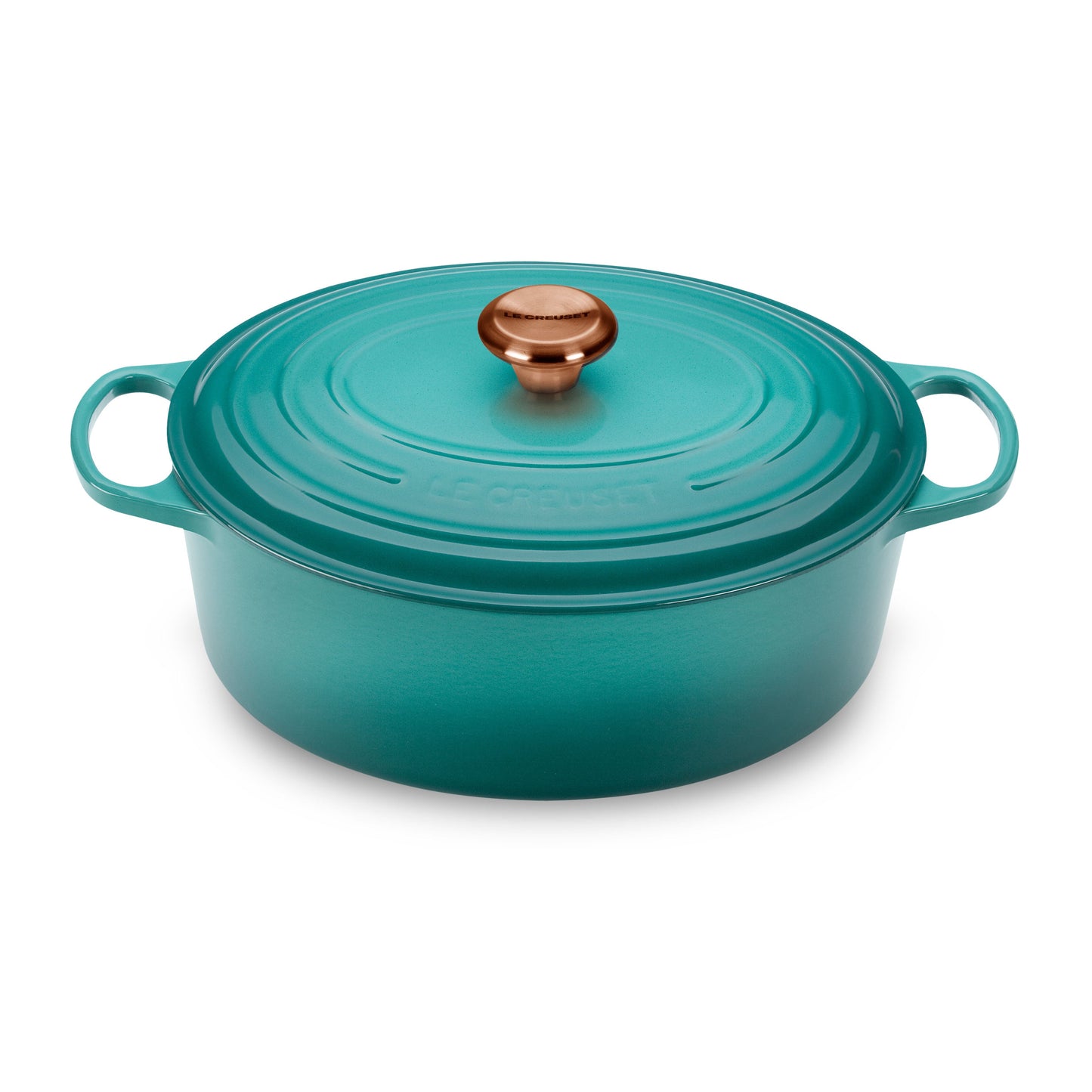Signature Cast Iron 8-quart Caribbean Oval Dutch Oven with Copper Knob