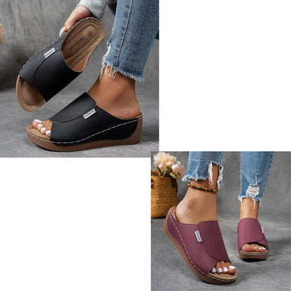 Claquettes confortables avec soutien de la voûte plantaire - Sandales respirantes unies pour femmes