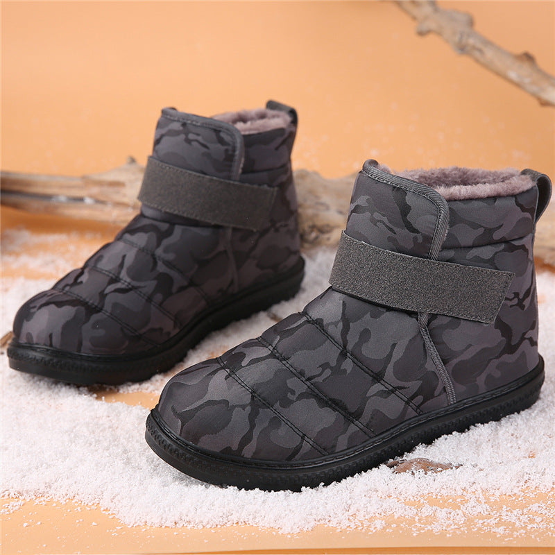 (Zeitlich begrenztes 70% Rabatt-Event) Herren Winter 2024 Neue warme wasserdichte rutschfeste durchstichfeste Slip-On-Schneestiefel mit Klettverschluss Knöchelstütze Orthopädische Baumwollschuhe mit breiter Zehen- und Fußgewölbestütze 