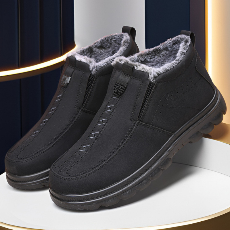 (Zeitlich begrenzter Rabatt von 70 %) Warme, orthopädische Winterstiefel aus echtem Leder mit Flanellfutter und Fußgewölbeunterstützung für Herren, wasserdicht, rutschfest 