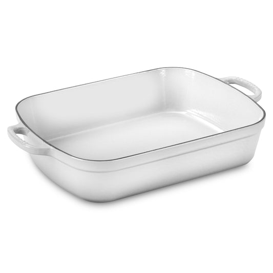Signature Cast Iron 12.75-inch x 9.75-inch White Roasting Pan