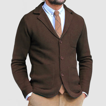 AUSVERKAUF Elegante Herren-Strickjacke mit Revers und langen Ärmeln 