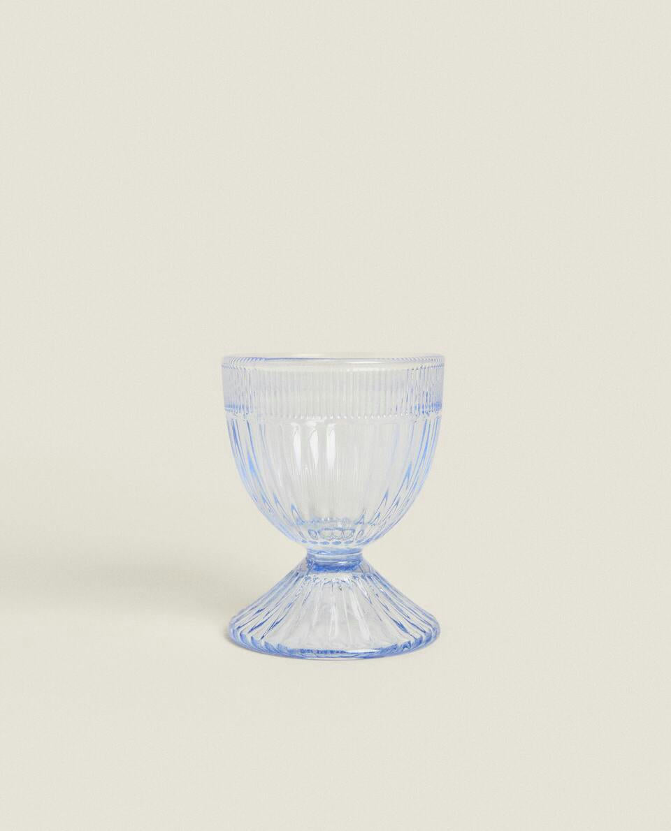 GLASS EGG CUP WITH RAISED DETAIL