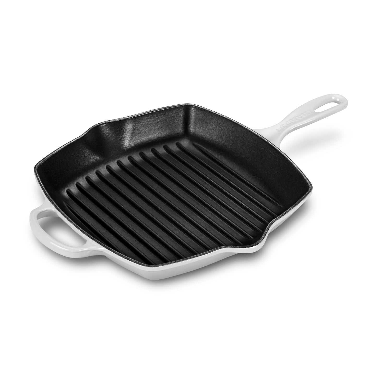 Signature Cast Iron 10.25-inch White Square Grill Pan