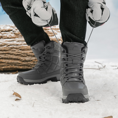 (⏰Zeitlich begrenzter Rabatt 49 %) Dicke, warme Schneestiefel für Herren, breite Zehenpartie, rutschfeste, pelzgefütterte Lederstiefel, wasserdichte Winter-Wanderstiefel 