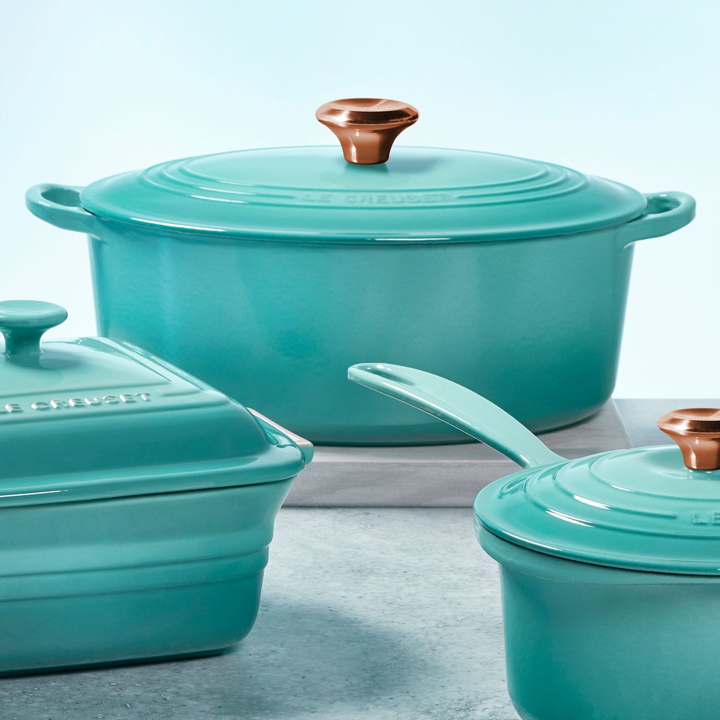 Signature Cast Iron 8-quart Caribbean Oval Dutch Oven with Copper Knob