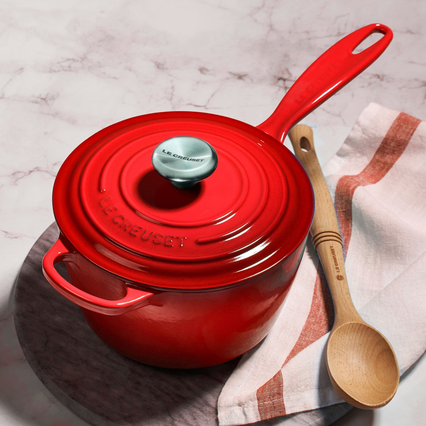 Signature Cast Iron 1.75-quart Cerise Saucepan